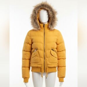 Forever 21 yellow hooded bomber jacket SMALL